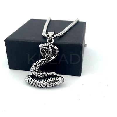 Vintage Viking Style 304 Stainless Steel Snake Pendant Necklaces for Men XF8580-1