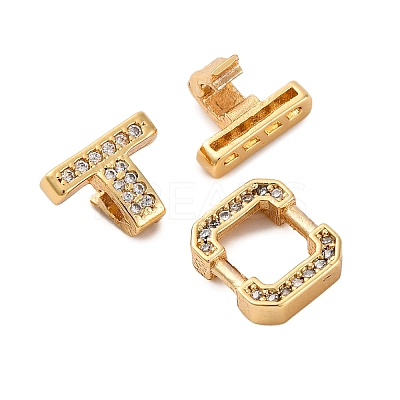 Brass Micro Pave Clear Cubic Zirconia Fold Over Clasps KK-P291-12G-1