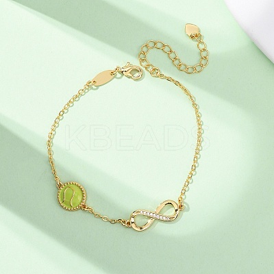 Sports Brass Micro Pave Cubic Zirconia Infinity Link Bracelets LS-BJEW-D386-01A-G-1