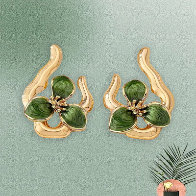 Flower Iron Enamel Stud Earrings FS-WG40D44-01-1