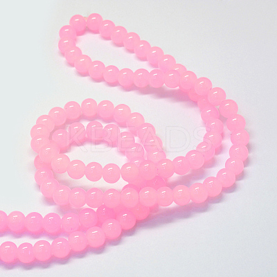 Baking Paint Imitation Jade Glass Round Bead Strands DGLA-Q021-4mm-26-1