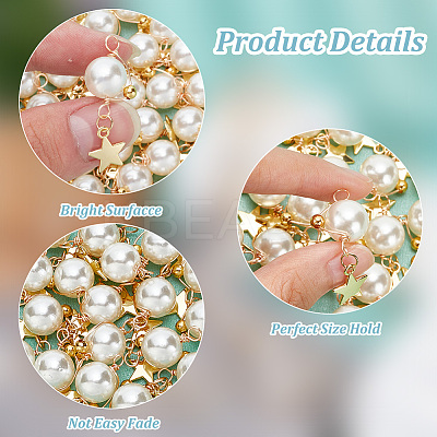 Wire Wrapped Imitated Pearl Acrylic Pendants FIND-PH0009-51-1