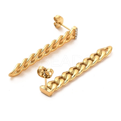 Ion Plating(IP) 304 Stainless Steel Curb Chains Shape Stud Earrings LS-EJEW-D101-01G-1