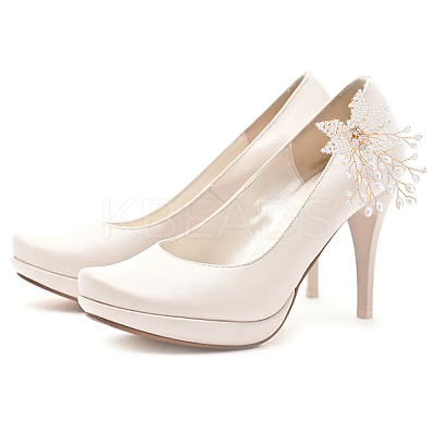 ABS Plastic Imitation Pearl Beaded Flower Wedding Shoe Decorations FIND-WH0126-71G-1