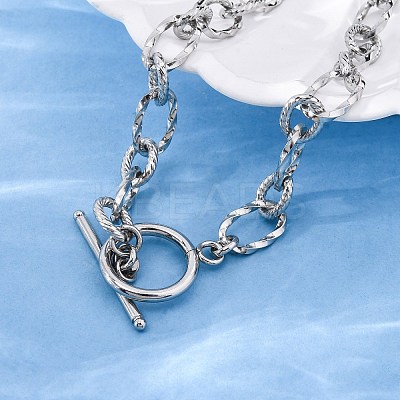 304 Stainless Steel Twisted Ovel Link Chain Bracelets for Women BJEW-A036-09P-1