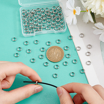 100Pcs Ring 304 Stainless Steel European Beads STAS-UN0059-48-1