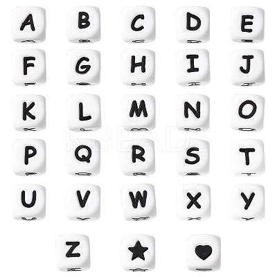 30Pcs 28 Style Food Grade Eco-Friendly Silicone Beads SIL-YW0001-07-1