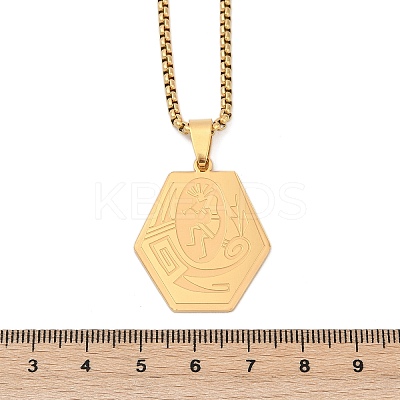 201 Stainless Steel Native American Hexagon Pendant Necklaces NJEW-K283-02G-1