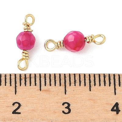 Dyed Natural Agate Faceted Round Connector Charms KK-C097-06G-01-1