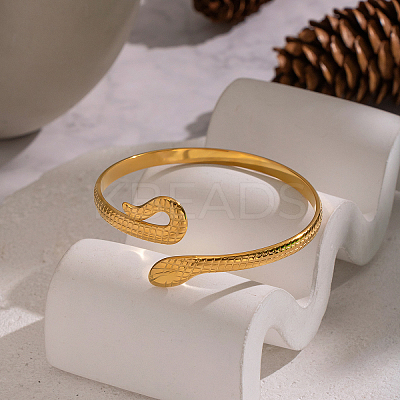 Snake Shaped 304 Stainless Steel Open Cuff Bangles for Women QJ2255-1