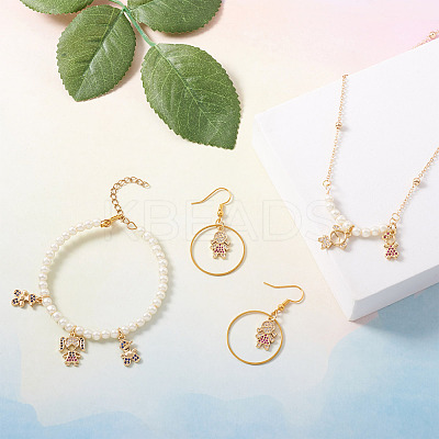 16Pcs 8 Style Brass Micro Pave Mixed Color Cubic Zirconia Pendants ZIRC-FW0001-03-1