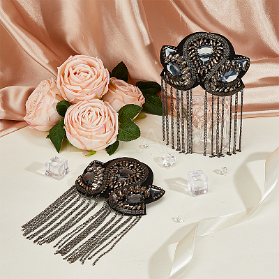 2Pcs Iron & Felt Fashion Tassel Epaulette AJEW-FH0004-04A-1