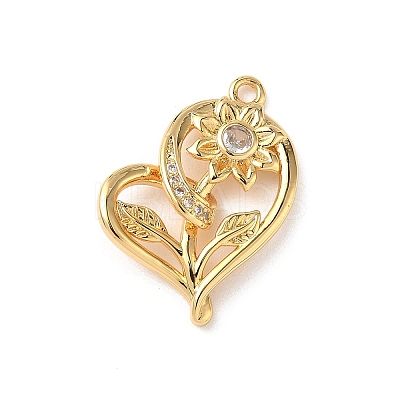 Brass Micro Pave Clear Cubic Zirconia Pendants KK-D504-10G-1