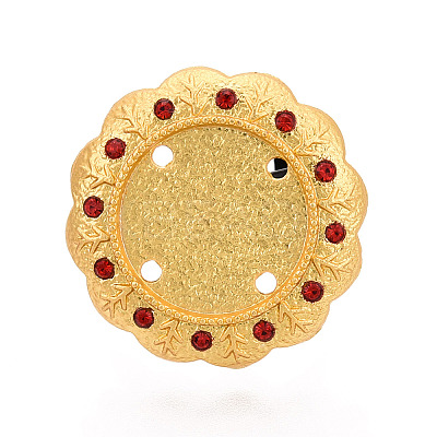Adjustable Flower Alloy & Iron Rhinestone Bezel Cup Ring Base with Rotatable Tray MAK-T012-03G-1