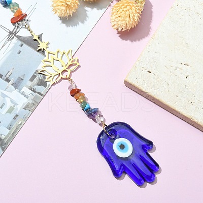 Gemstone Chip Beaded Pendant Decorations HJEW-JM01128-01-1