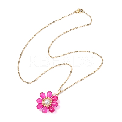 Glass & Glass Pearl Beads Pendants Necklaces for Women NJEW-MZ00106-03-1
