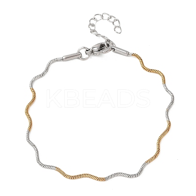 304 Stainless Steel Wave Shape Snake Chains Bracelets for Women BJEW-G780-03GP-1