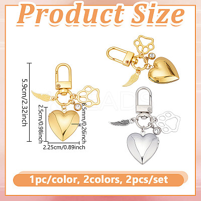 2Pcs 316 Surgical Stainless Steel Locket Pendant Decorations HJEW-NB00253-1
