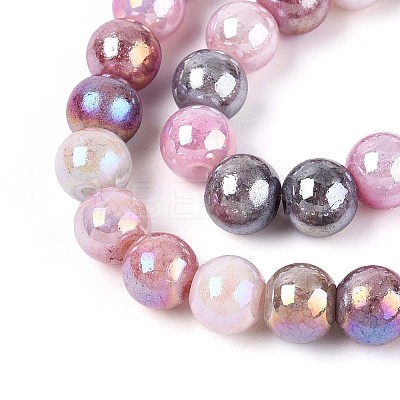 Electroplate Opaque Glass Beads Strands EGLA-T026-8mm-05F-1