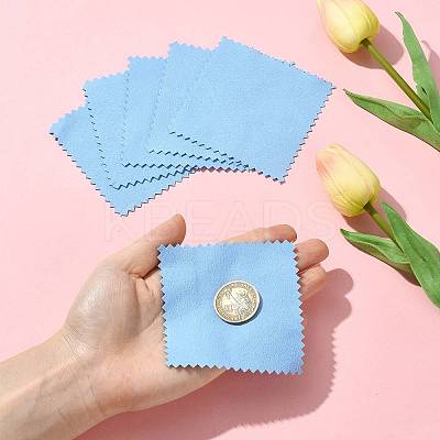 15Pcs Faux Suede Fabric Square Silver Polishing Cloth AJEW-FS0001-46-1
