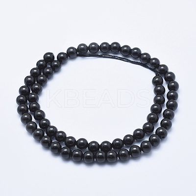 Natural Black Tourmaline Beads Strands G-E444-27-6mm-1
