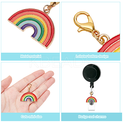 15Pcs Rainbow Alloy Enamel Badge Reel Pendant Decoration HJEW-DR00047-1
