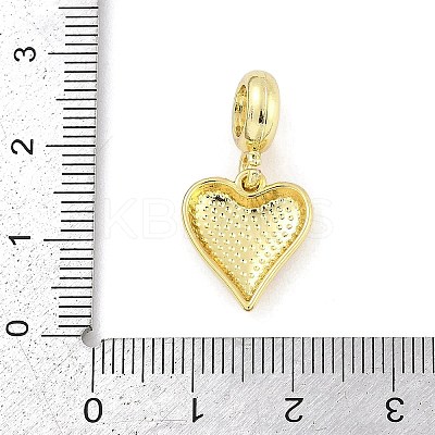 Brass Red Enamel Heart European Dangle Charms KK-Z090-07G-01-1