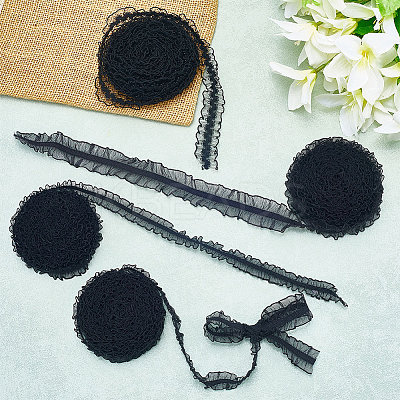 20Yards 4 Styles Pleated Chiffon Elastic Lace Trim OCOR-DJ0001-42-1