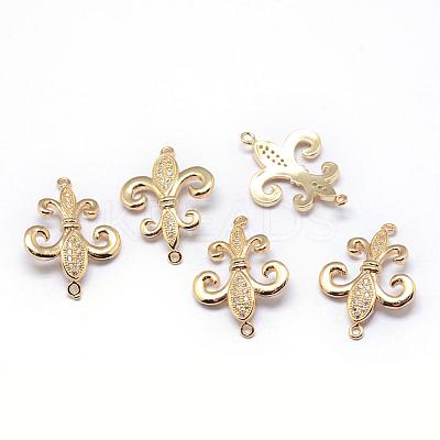 Rack Plating Brass Cubic Zirconia Links ZIRC-S019-01G-1