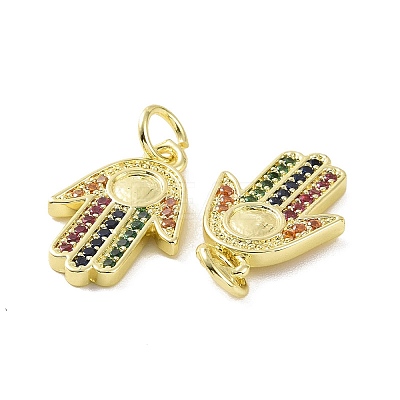 Brass Micro Pave Colorful Cubic Zirconia Pendant Cabochon Settings KK-E068-VF086-1