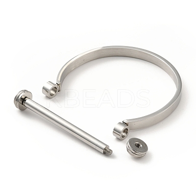 Non-Tarnish 304 Stainless Steel D Shape Bar Screw Bangle BJEW-G636-04B-P-1