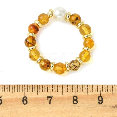 Adjustable Natural Amber Finger Rings RJEW-JR01089-1