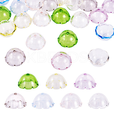 28Pcs 7 Colors Transparent Acrylic Bead Caps OACR-TA0004-02-1