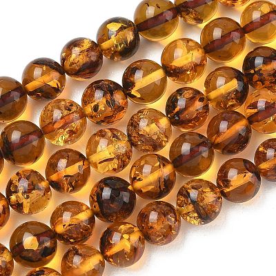 Natural Amber Beads Strands G-L095-B01-8mm-04-1