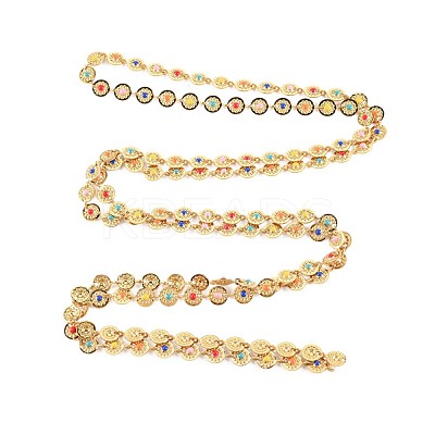 Ion Plating(IP) 304 Stainless Steel Flat Round with Flower Link Chains STAS-N092-125-1