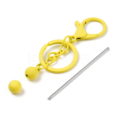 Spray Painted Alloy Bar Beadable Keychain for Jewelry Making DIY Crafts KEYC-A011-02H-1
