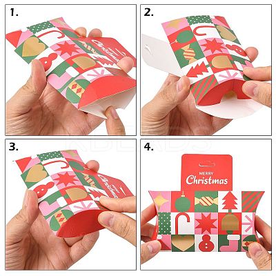 16Pcs 4 Styles Christmas Theme Paper Pillow Gift Boxes CON-FS0001-22-1