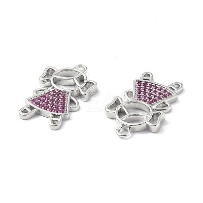 Brass Micro Pave Camellia Cubic Zirconia Pendants KK-E068-VF257-1