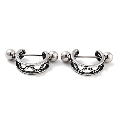 Multi-Strand 316 Surgical Stainless Steel Shield Barbell Hoop Earrings EJEW-Z050-56B-AS-1
