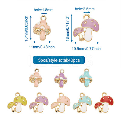 40Pcs 8 Colors Alloy Enamel Pendants ENAM-FW0001-03-1