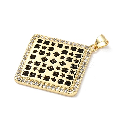 Brass Micro Pave Cubic Zirconia Resin Pendants KK-L239-047G-B-1