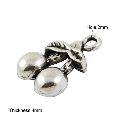 Tibetan Style Alloy 3D Cherry Charms TIBEP-23493-AS-NR-1