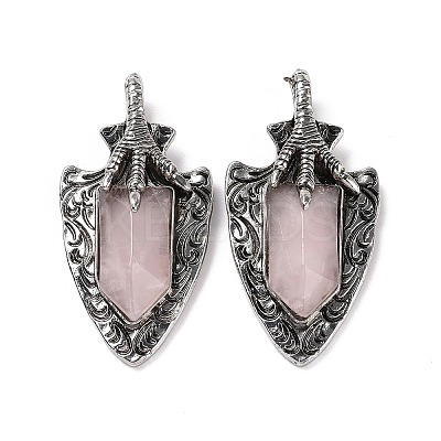 Natural Rose Quartz Faceted Big Pendants G-L524-03AS-08-1