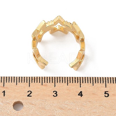 Brass Micro Pave Clear Cubic Zirconia Cuff Rings for Women RJEW-D307-01G-A-1