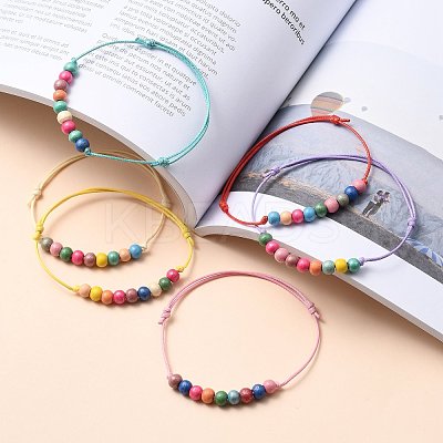 Adjustable Korean Waxed Polyester Cord Bracelets BJEW-JB05482-1