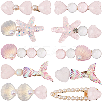 2 Bags 2 Styles Resin & Alloy Alligator Hair Clips AJEW-CY0001-39A-1