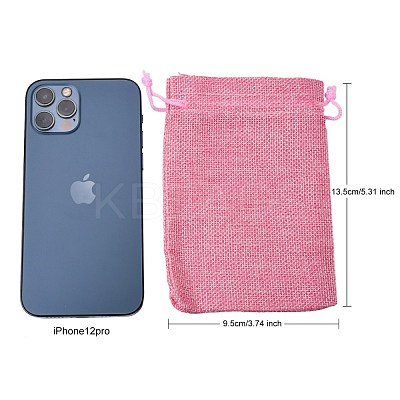 Polyester Imitation Burlap Packing Pouches Drawstring Bags ABAG-R004-14x10cm-04-1