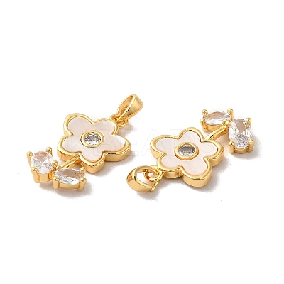 Brass Cubic Zirconia Pendants KK-M243-37G-1