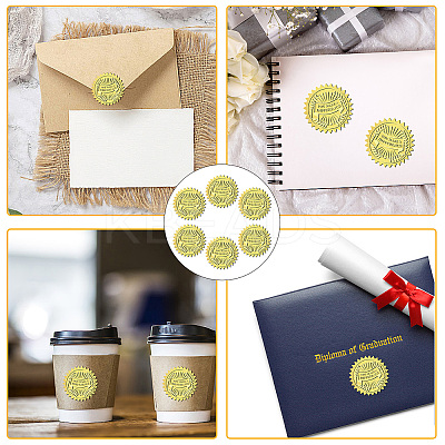 12 Sheets Self Adhesive Gold Foil Embossed Stickers DIY-WH0451-017-1