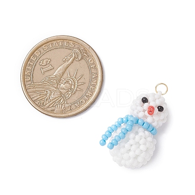 Glass Seed Beaded Snowman Pendants PALLOY-MZ01007-1